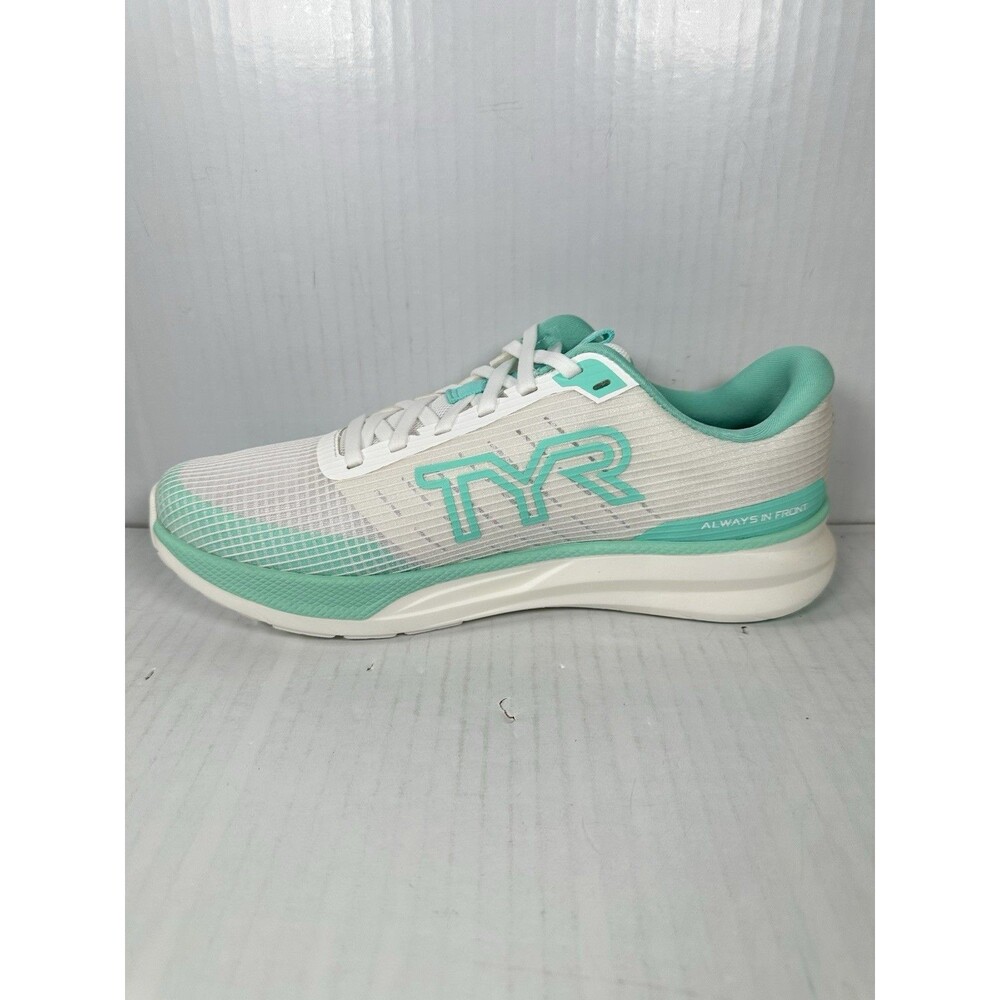 Size 9.5 TYR SR-1 Tempo White Aqua Athletic Running Training Gym Shoes Mens NEW - Picture 4 of 8